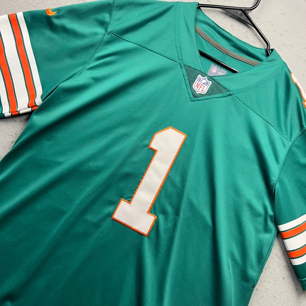 Nike Miami Dolphins Tua Tagovailoa 1 NFL Jersey Mens Small Aqua Green On Field